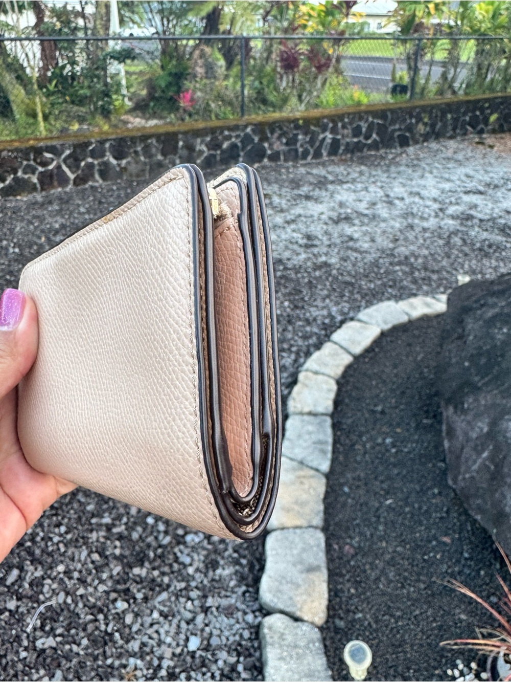 Coach New York Pebbled Leather Medium Snap Wallet Beige Nude Compact Wallet - Picture 5 of 11